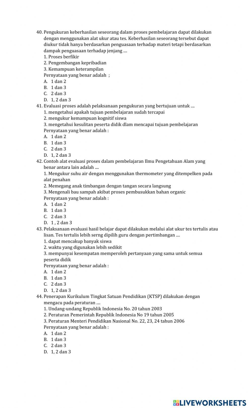 Pre tes pembelajaran ipa sd