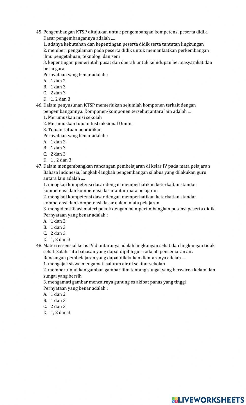 Pre tes pembelajaran ipa sd