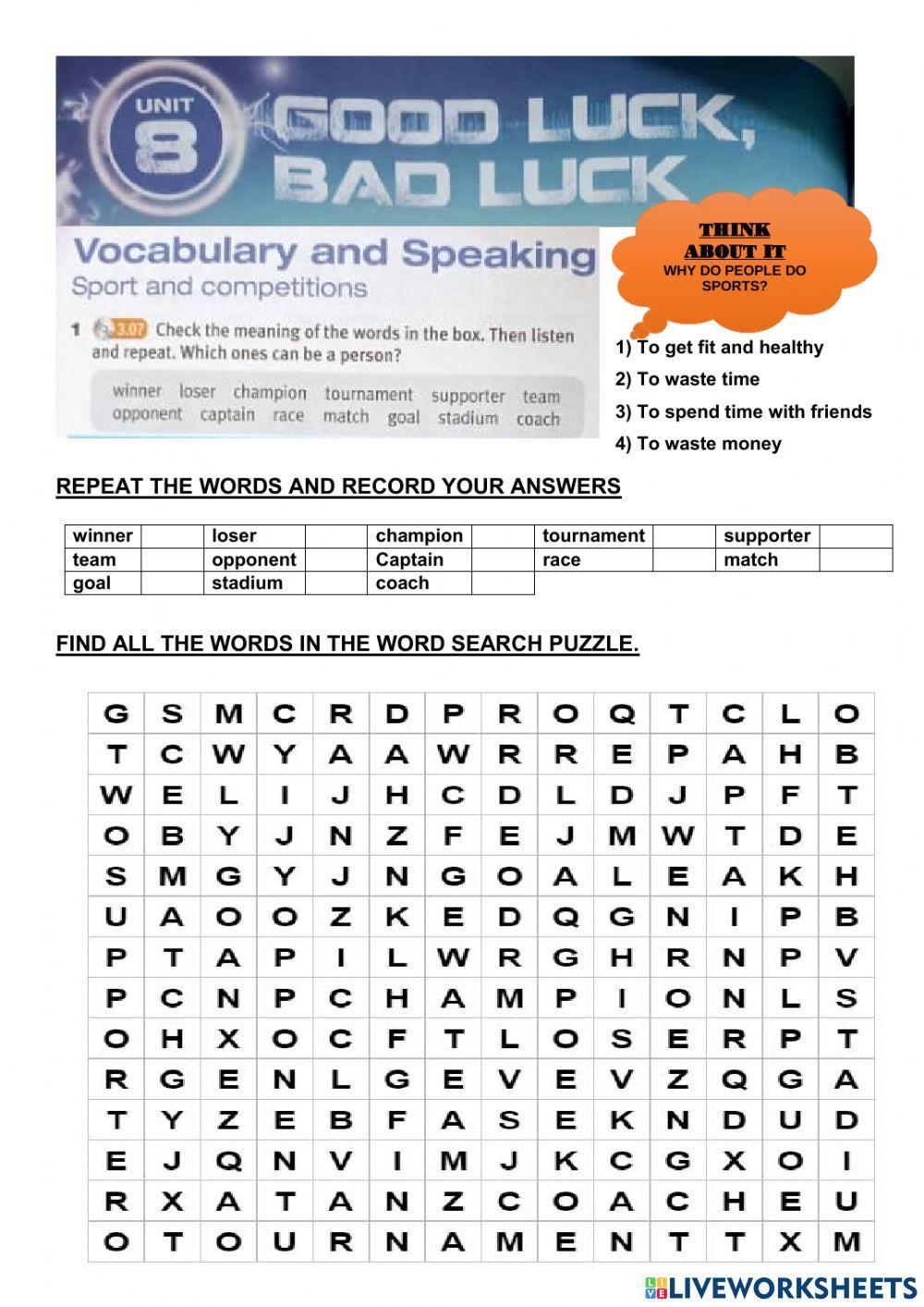 Pulse 2 unit 8 vocabulary and speaking page 84