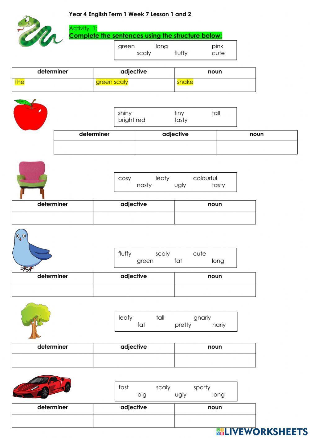 English Term 1 Week 7 Lesson 1 and 2