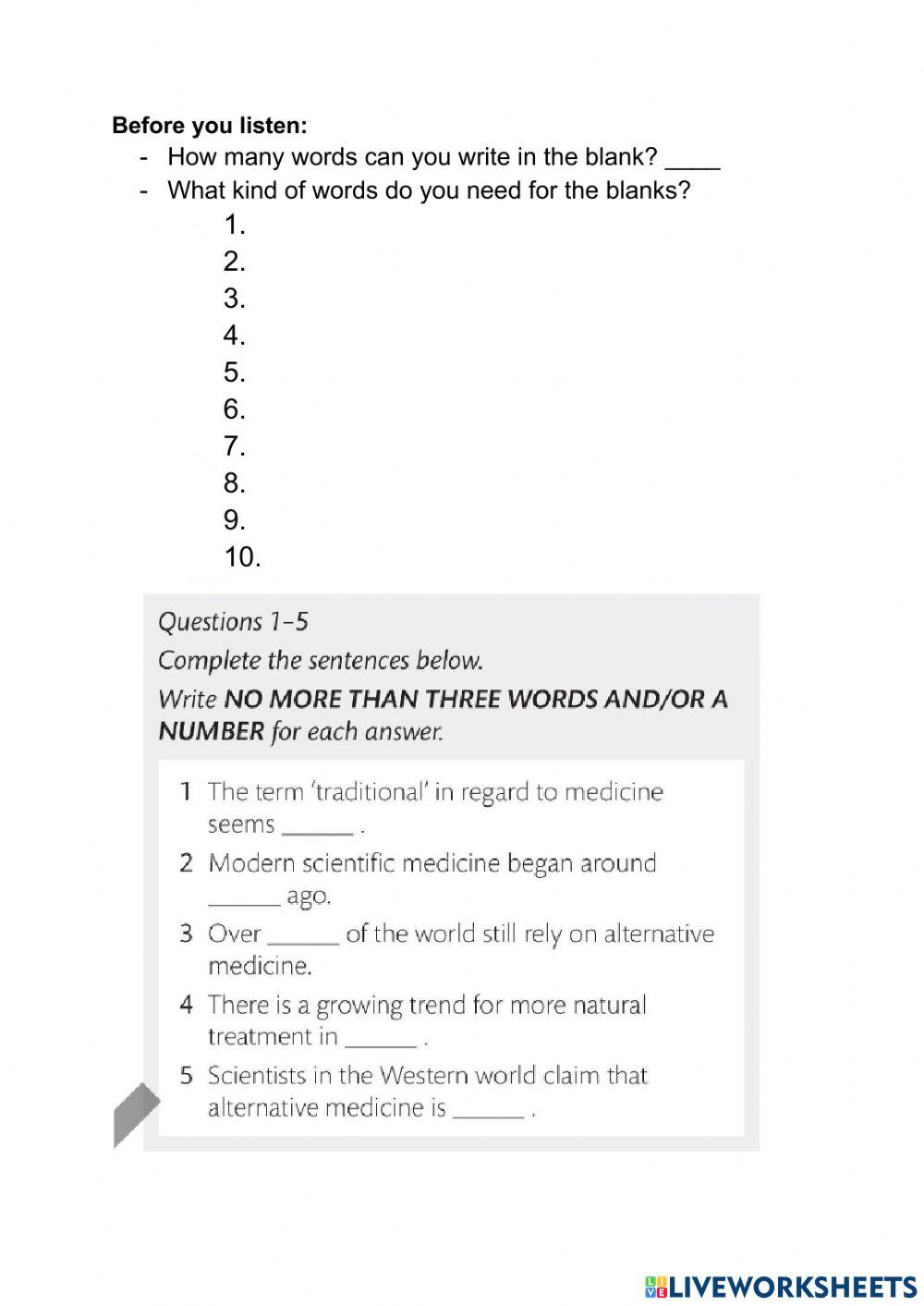 IELTS 5.5 Listening Task