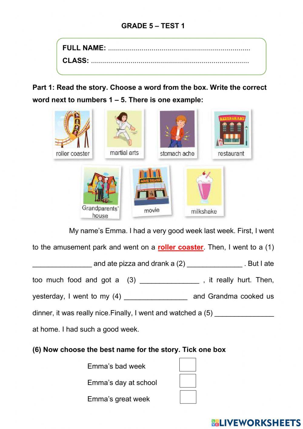 1506050 | English 5 | nguyen thi nghia | LiveWorksheets
