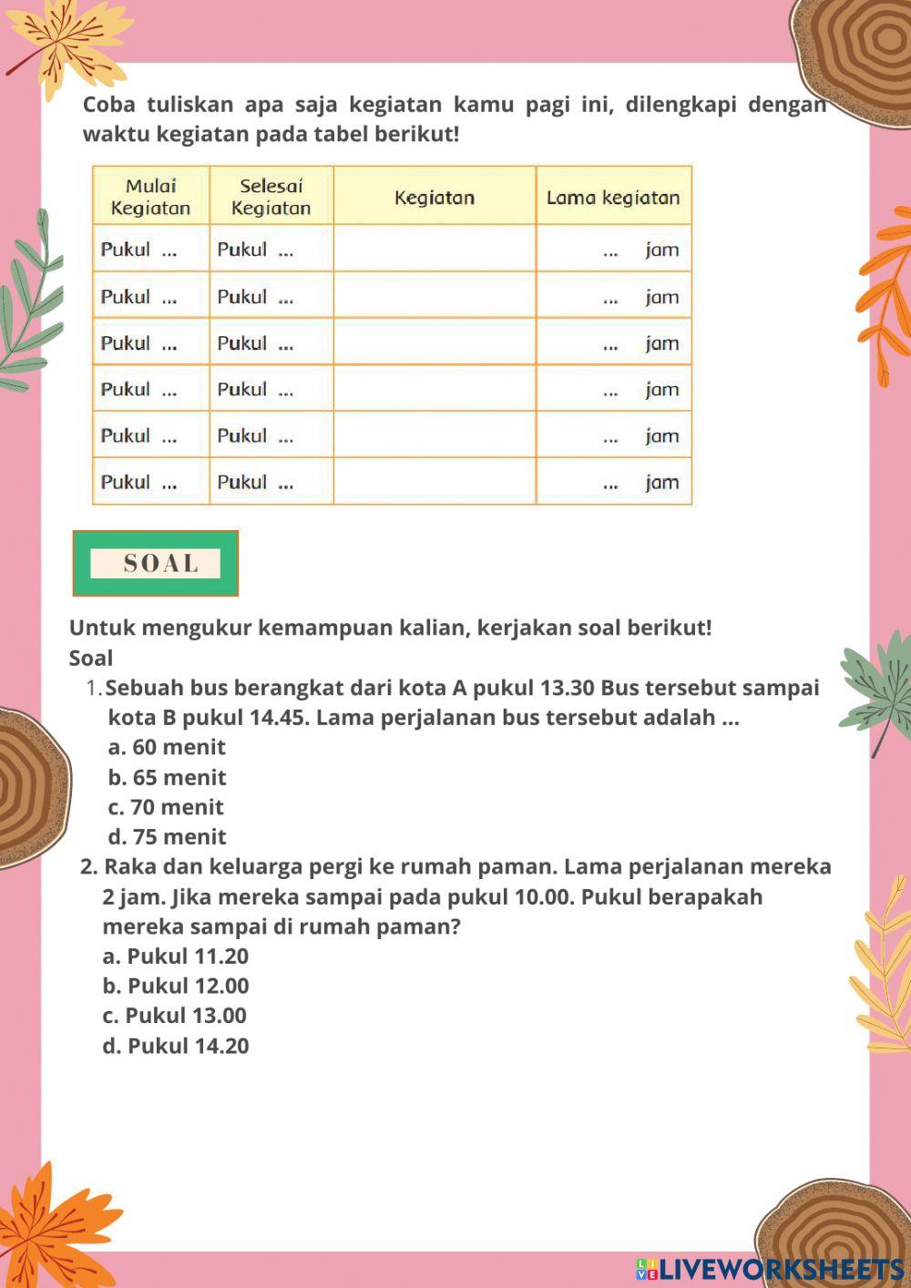 Mengukur lama kegiatan