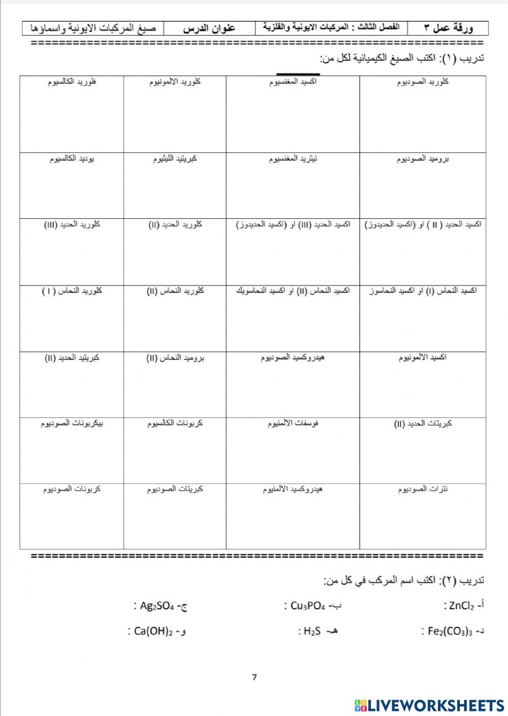 الصيغ الكيميائية