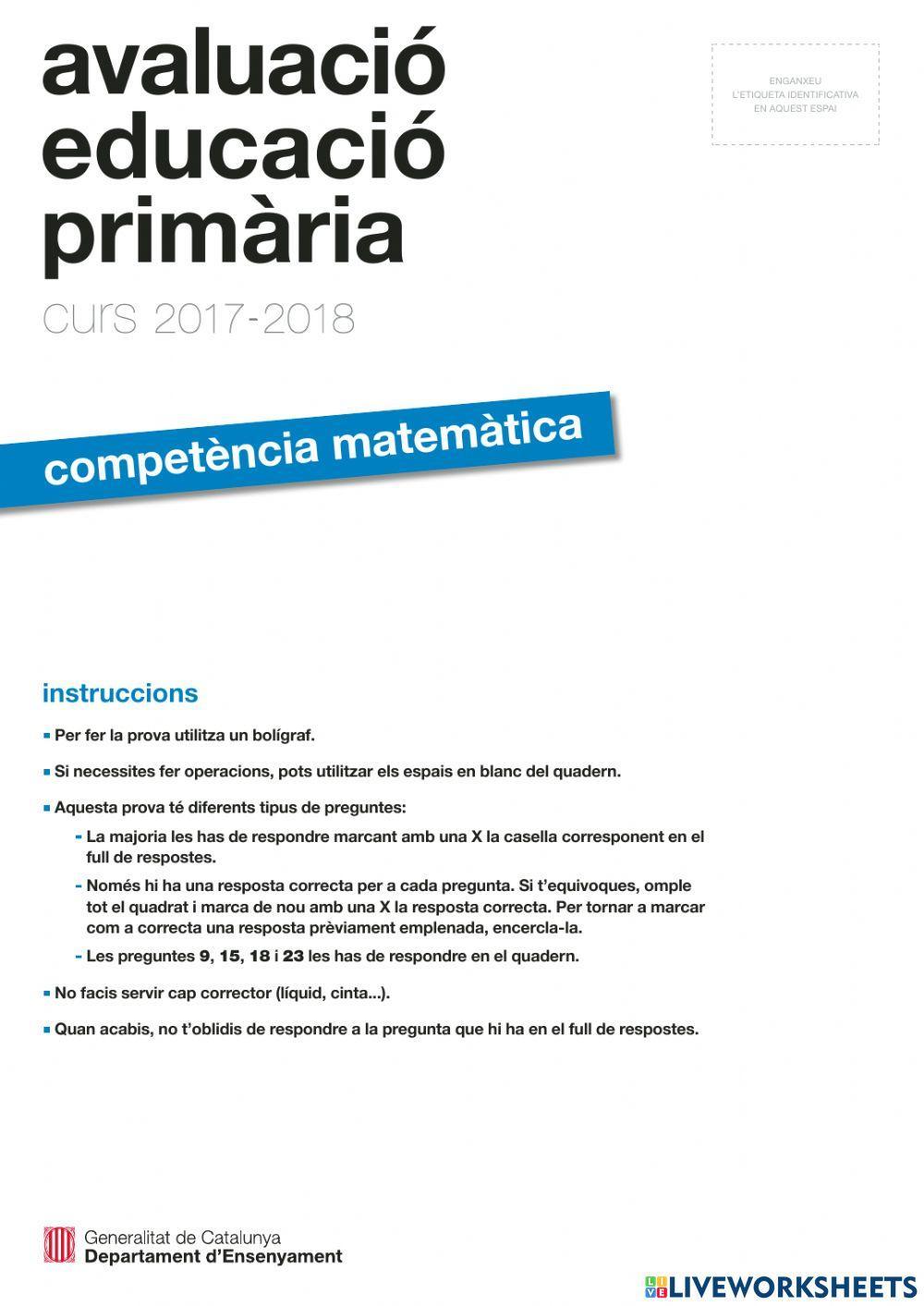 Competències Bàsiques Matemàtiques 2018