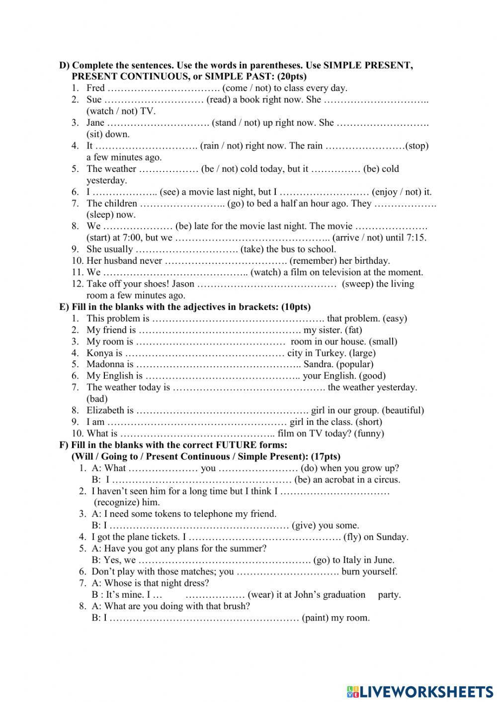 Present and Future Tenses and Quantifiers