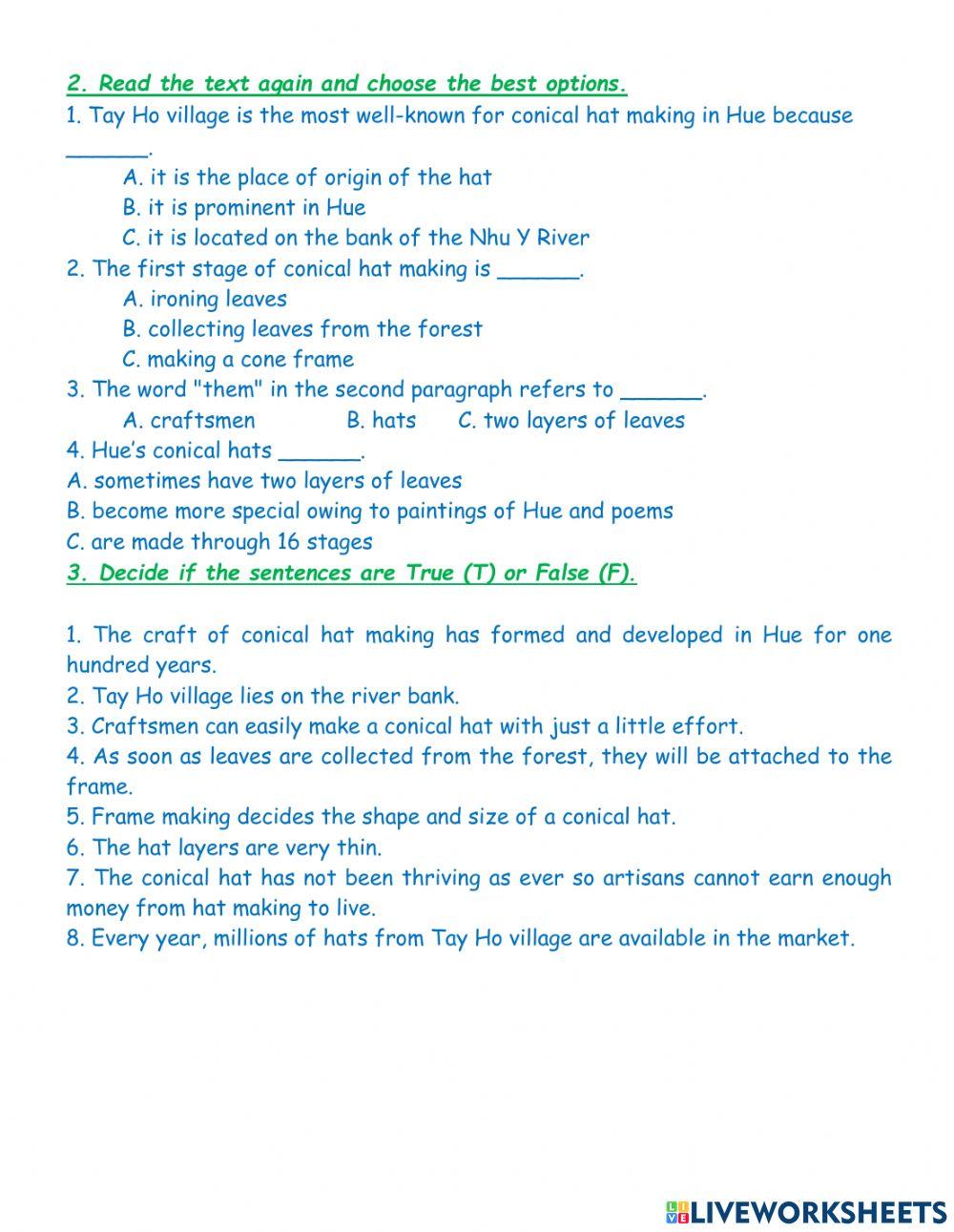 ENGLISH 9 - UNIT 1 - READING worksheet | Live Worksheets