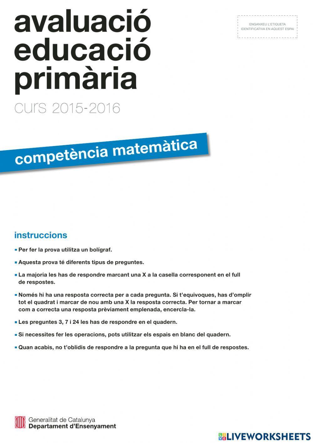 Competències Bàsiques Matemàtiques 2016