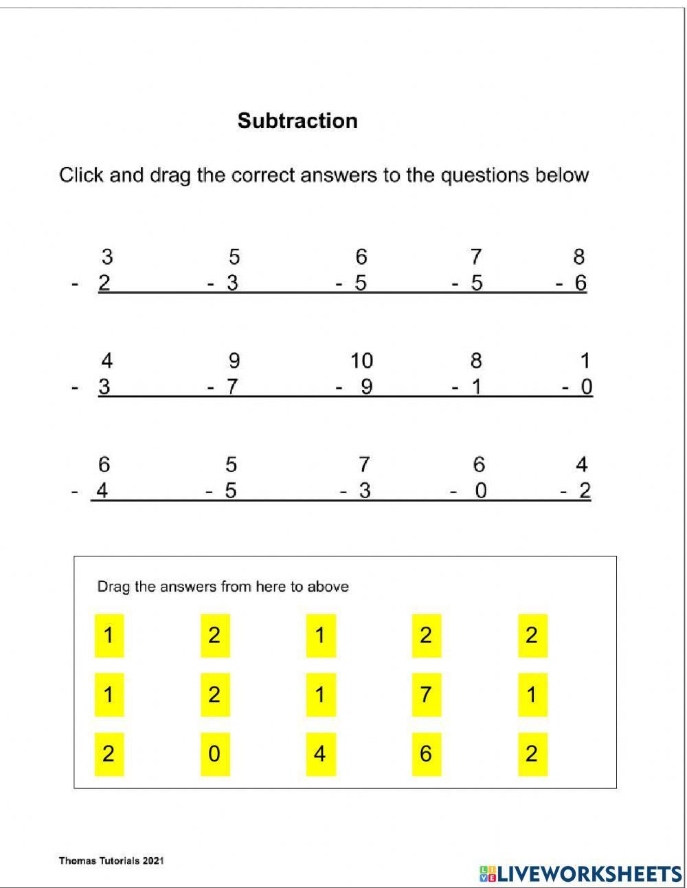 1st grade Subtraction