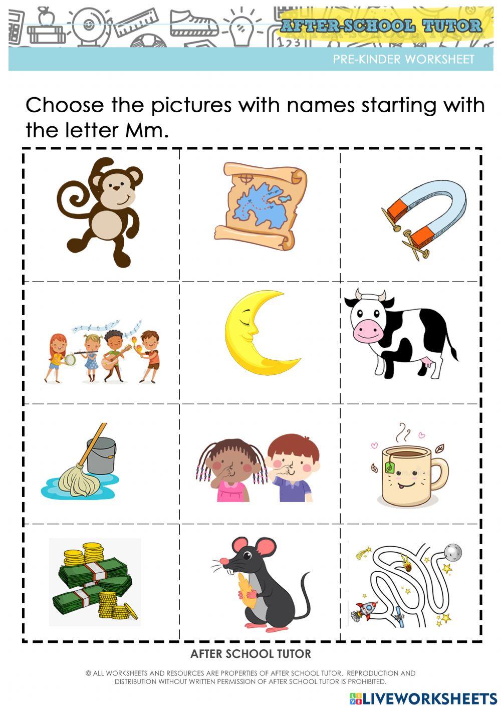 Recognizing words that begin with the letter M
