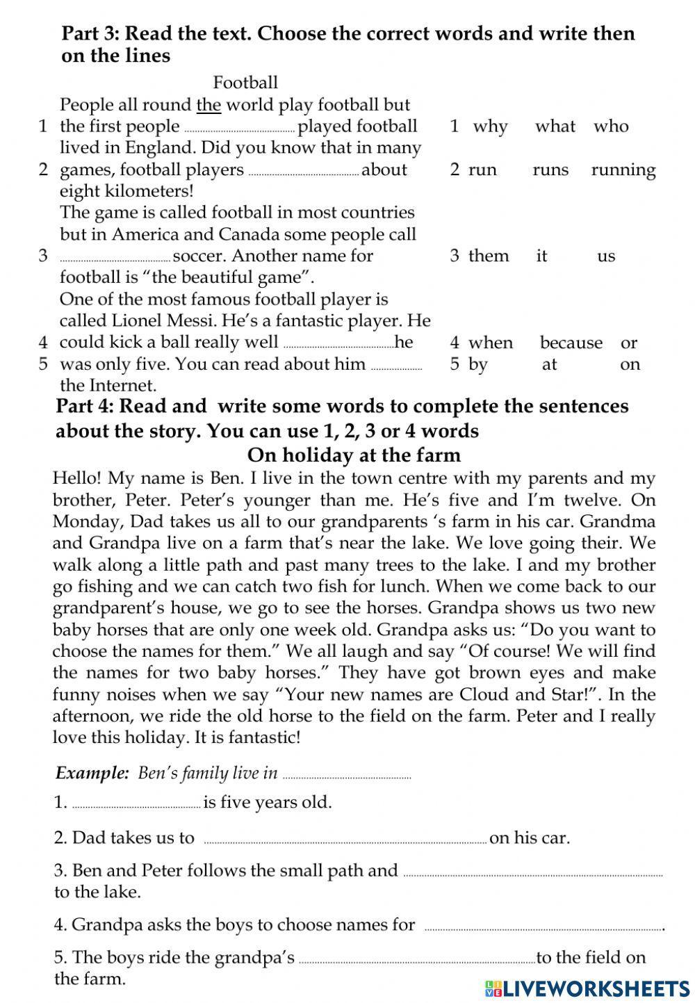 Reading and Writing (Movers)