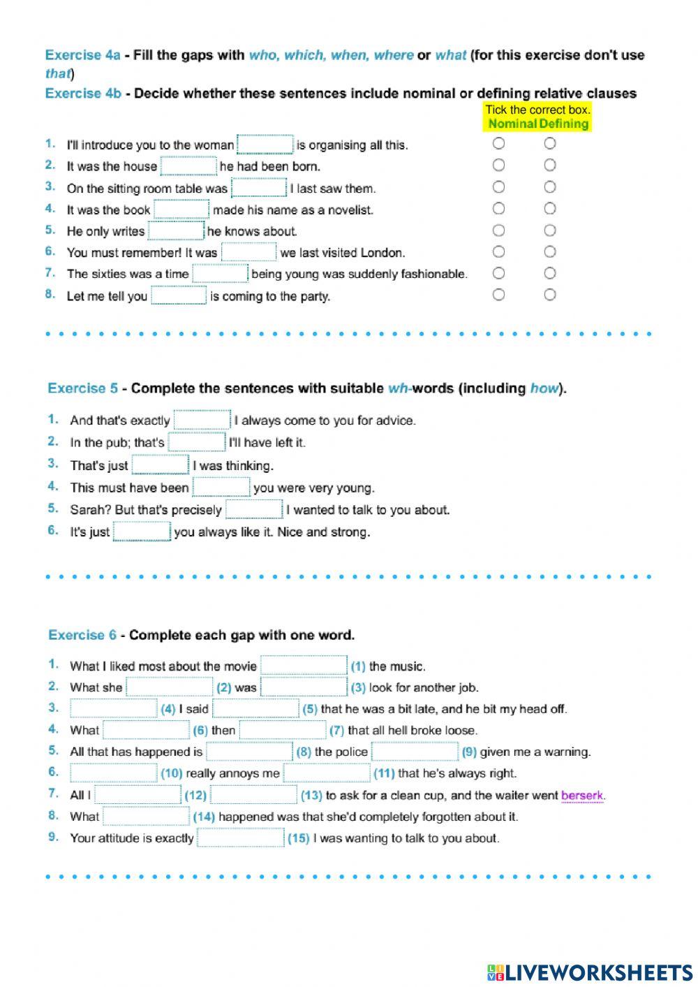 Exploring Nominal Relative Clauses
