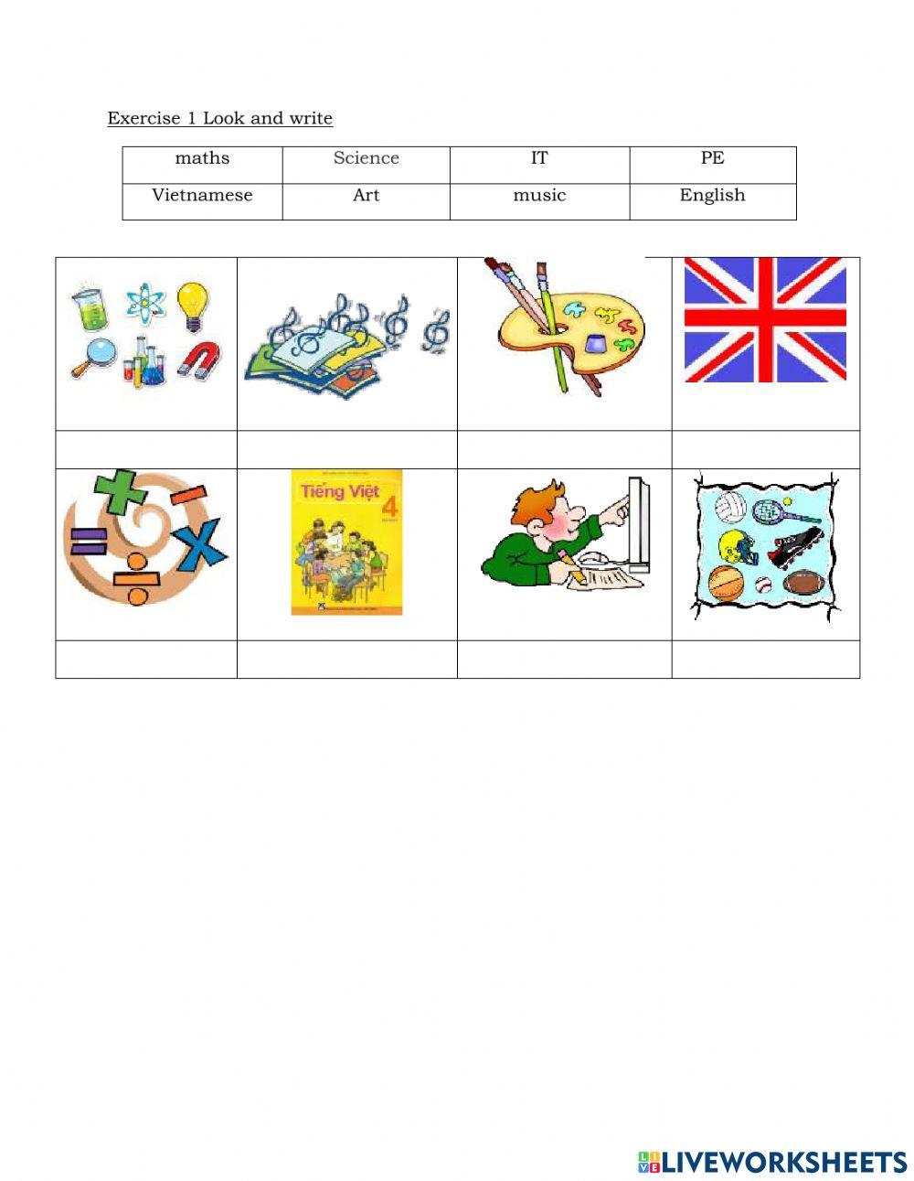 G4-U8-L1: School subjects
