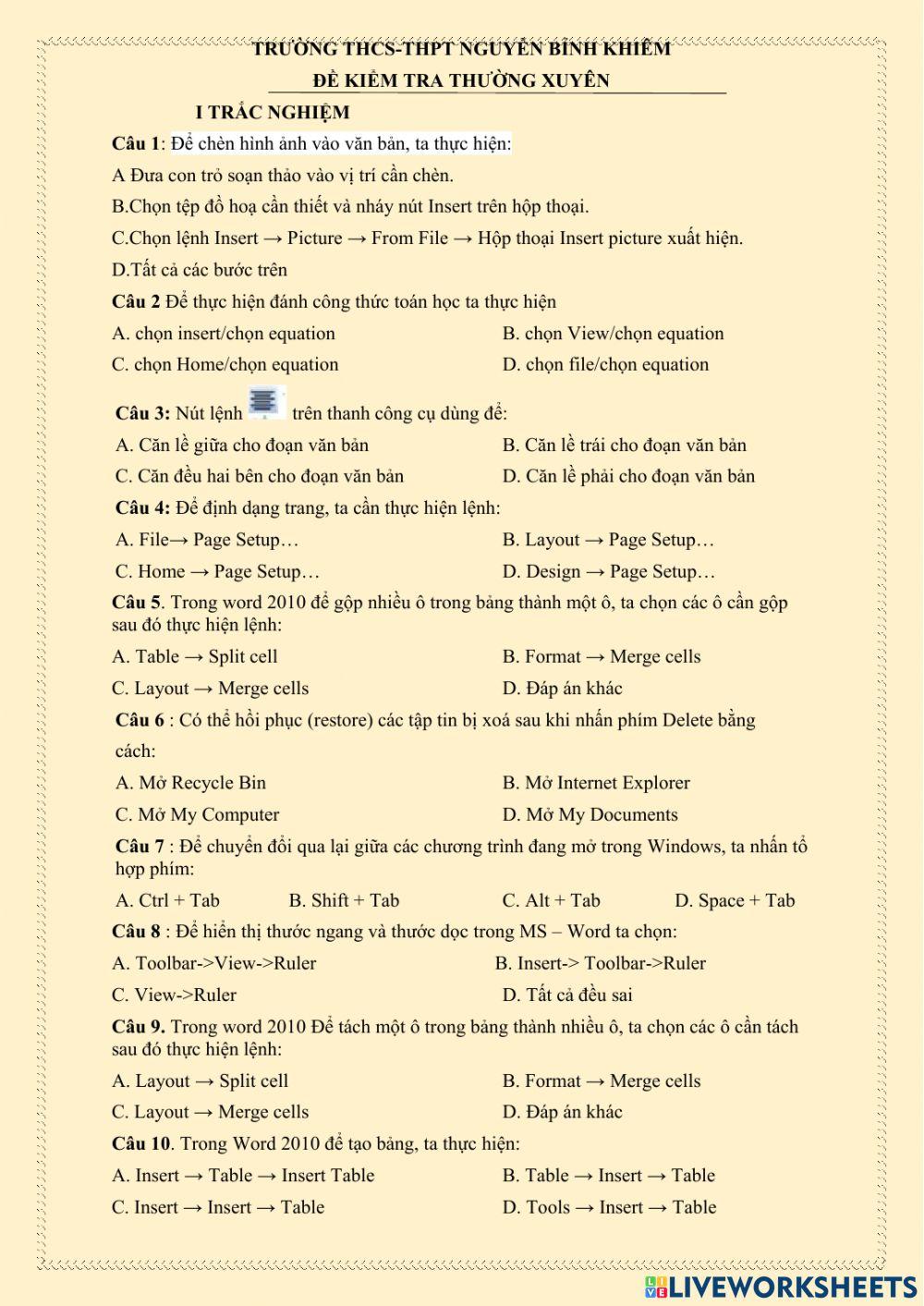 Thường xuyên lớp 7