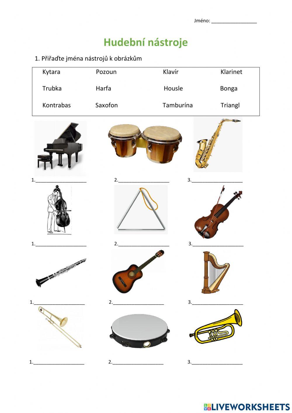 Hudební nástroje a teorie worksheet | Live Worksheets