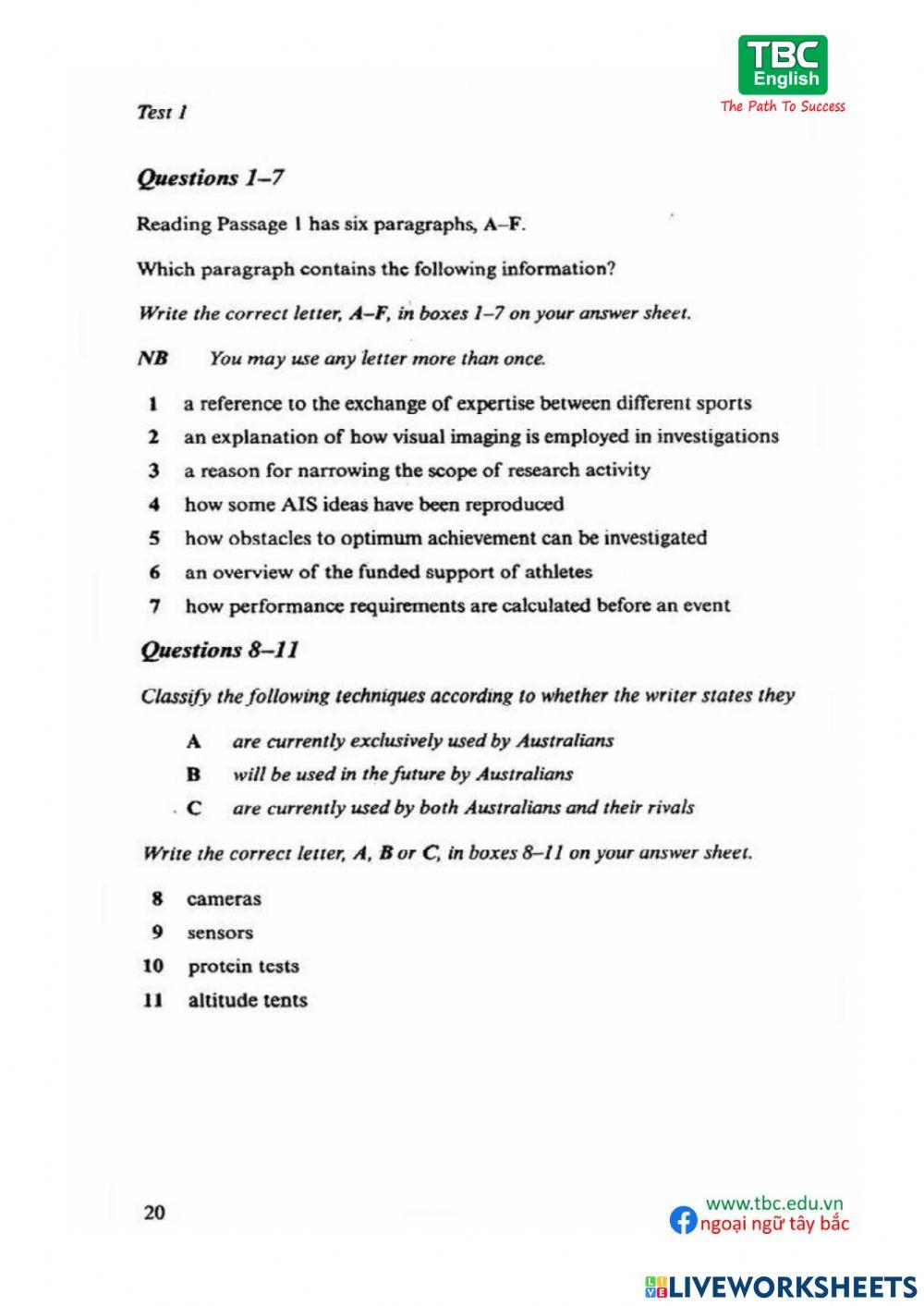 IELTS 6 TEST 1 READING Q1-13