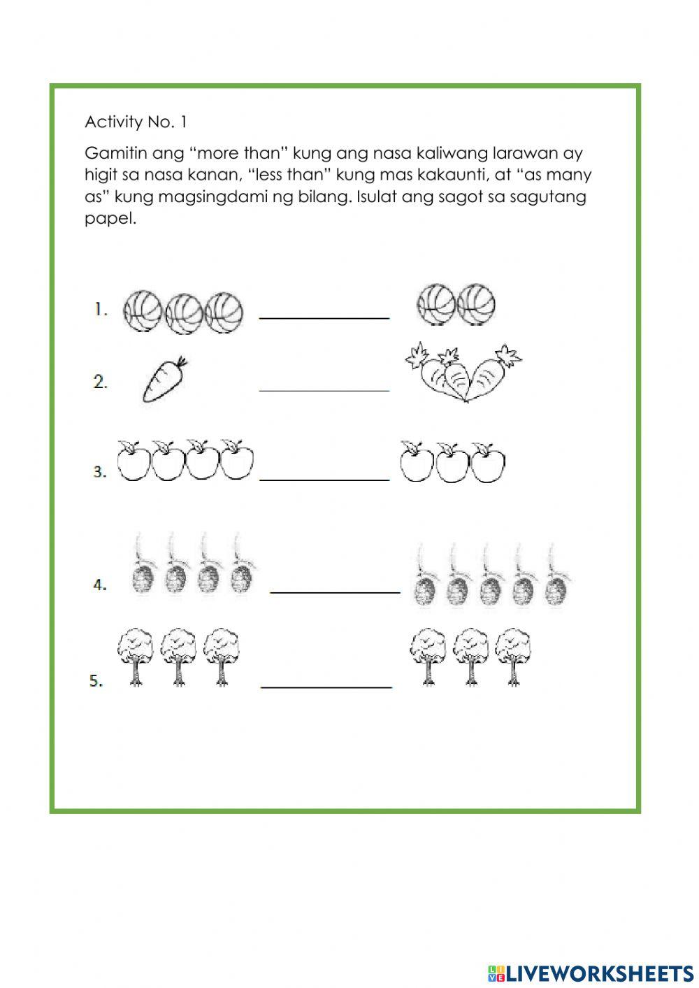 Comparing Sets of Numbers and Ordering Sets from Least to Greatest and Vice-Versa