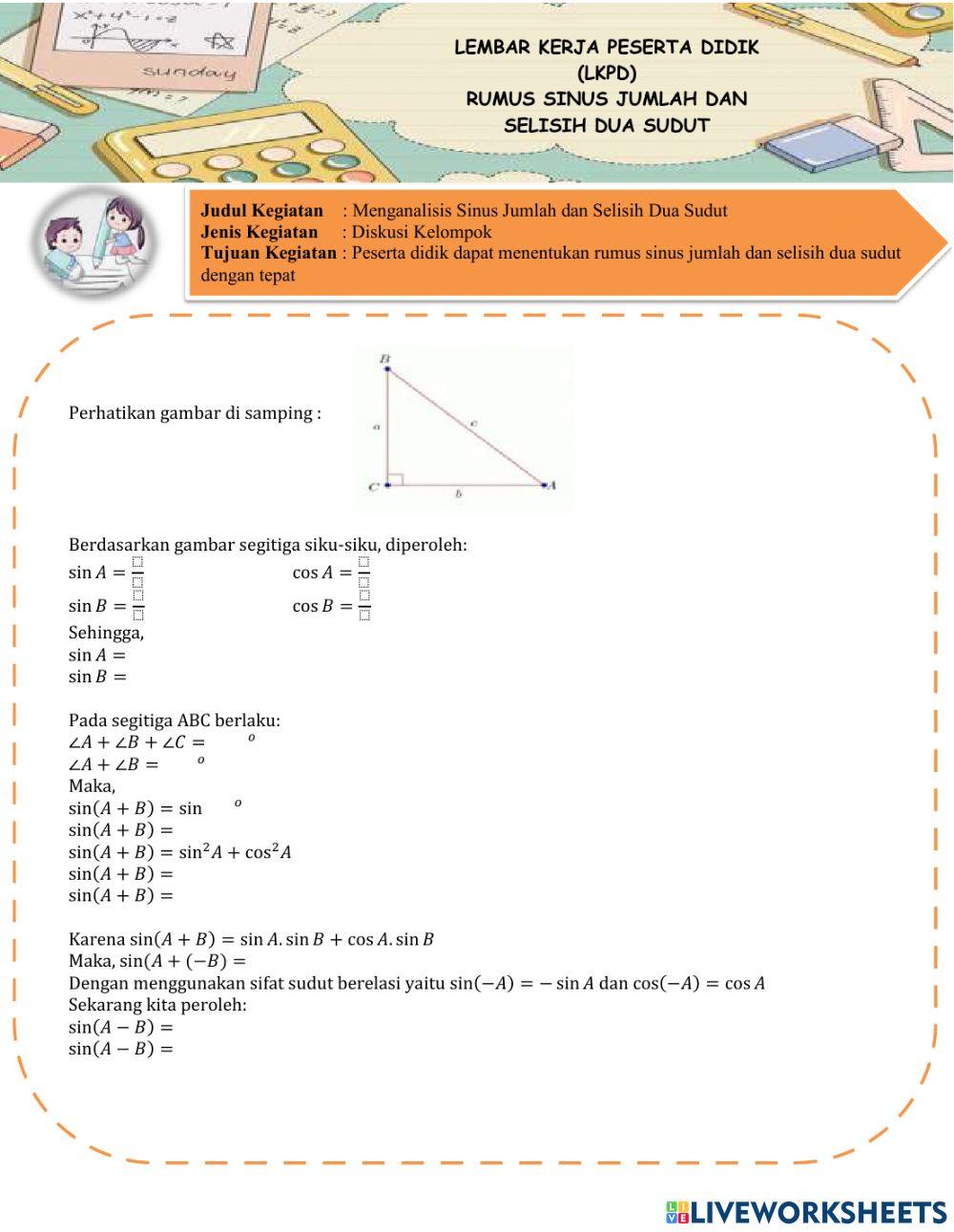 LKPD-Rumus Sinus Jumlah dan Selisih Dua Sudut