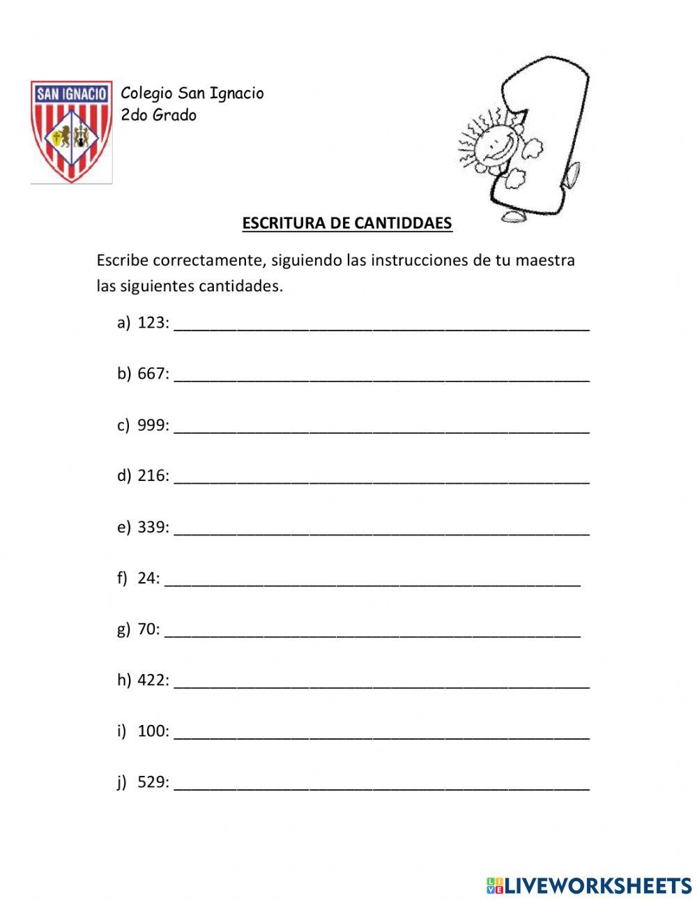 Escritura de cantidades