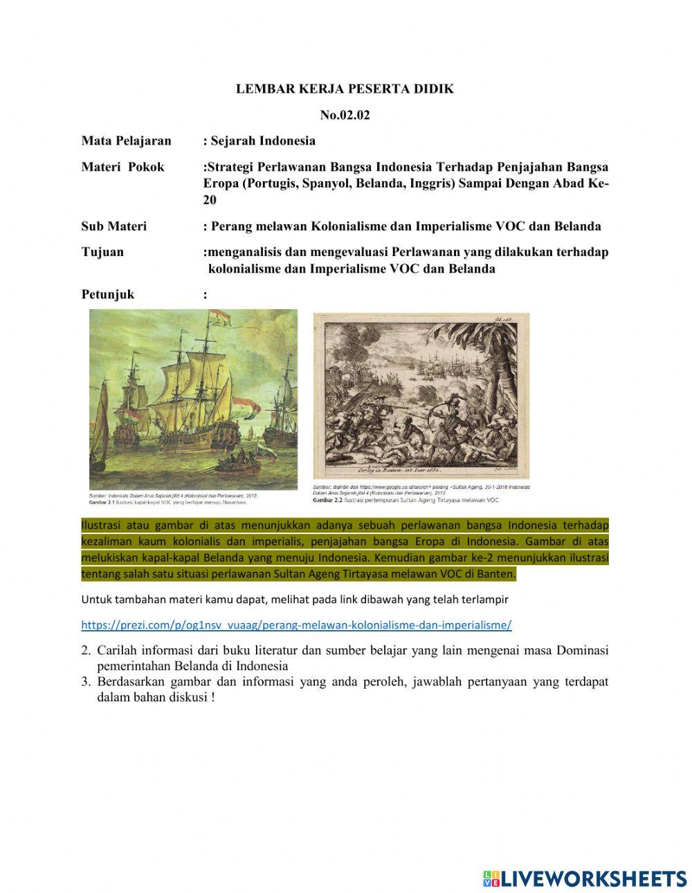 Lkpd 3.2 peralwanan terhadap voc dan pemerintah kolonial belanda
