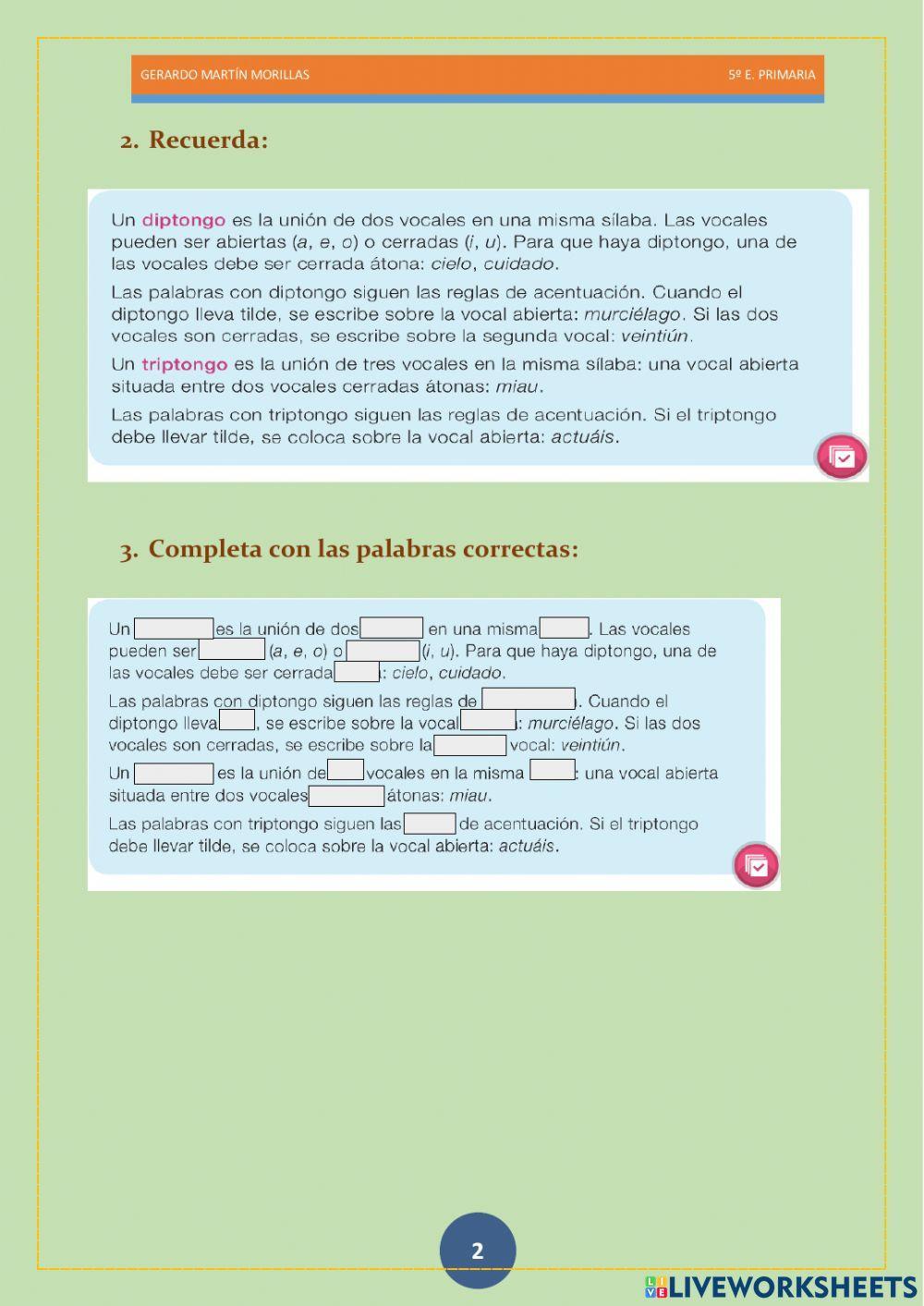 Taller de ortografía. Ficha 2.