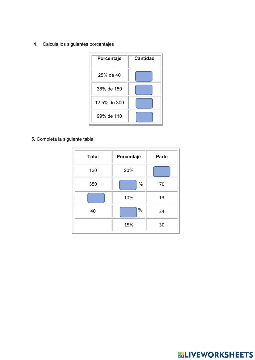 Proporcionalidad y porcentajes