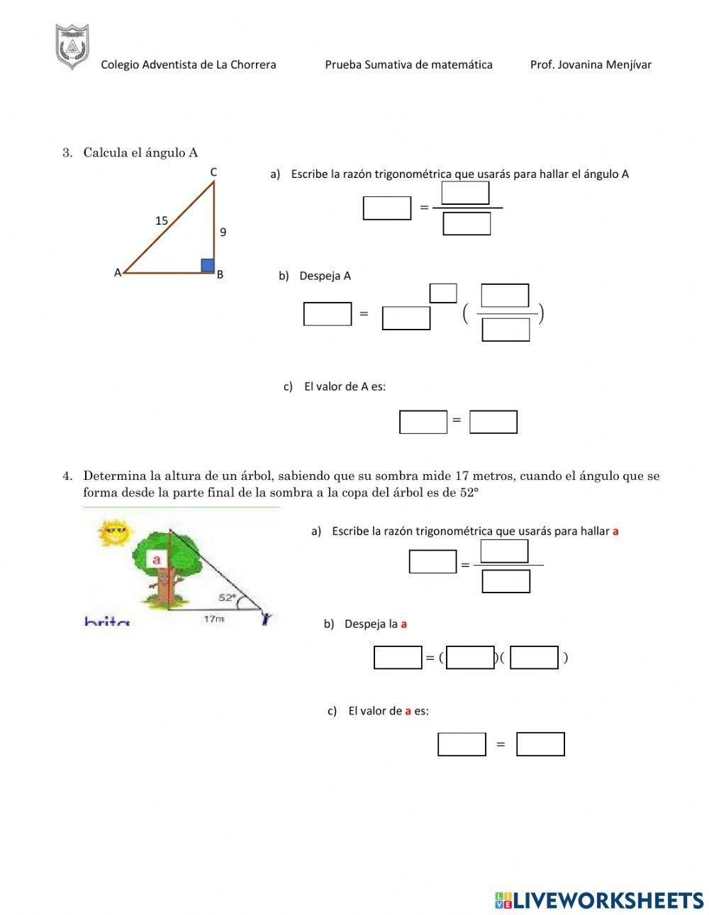 Resolución de Triángulos Rectángulos