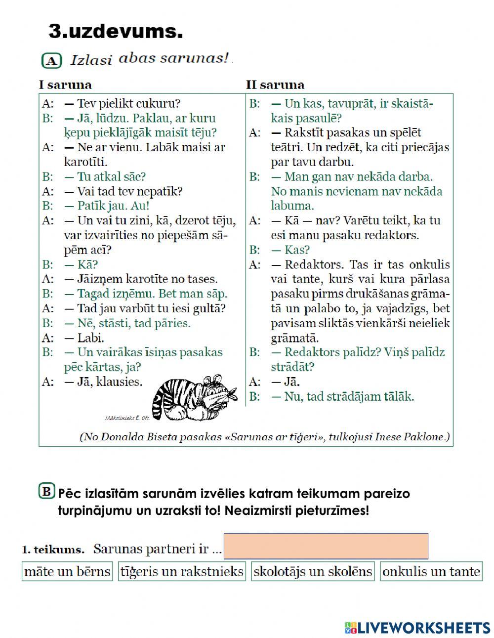 Sarunas partneri, temats, mērķi