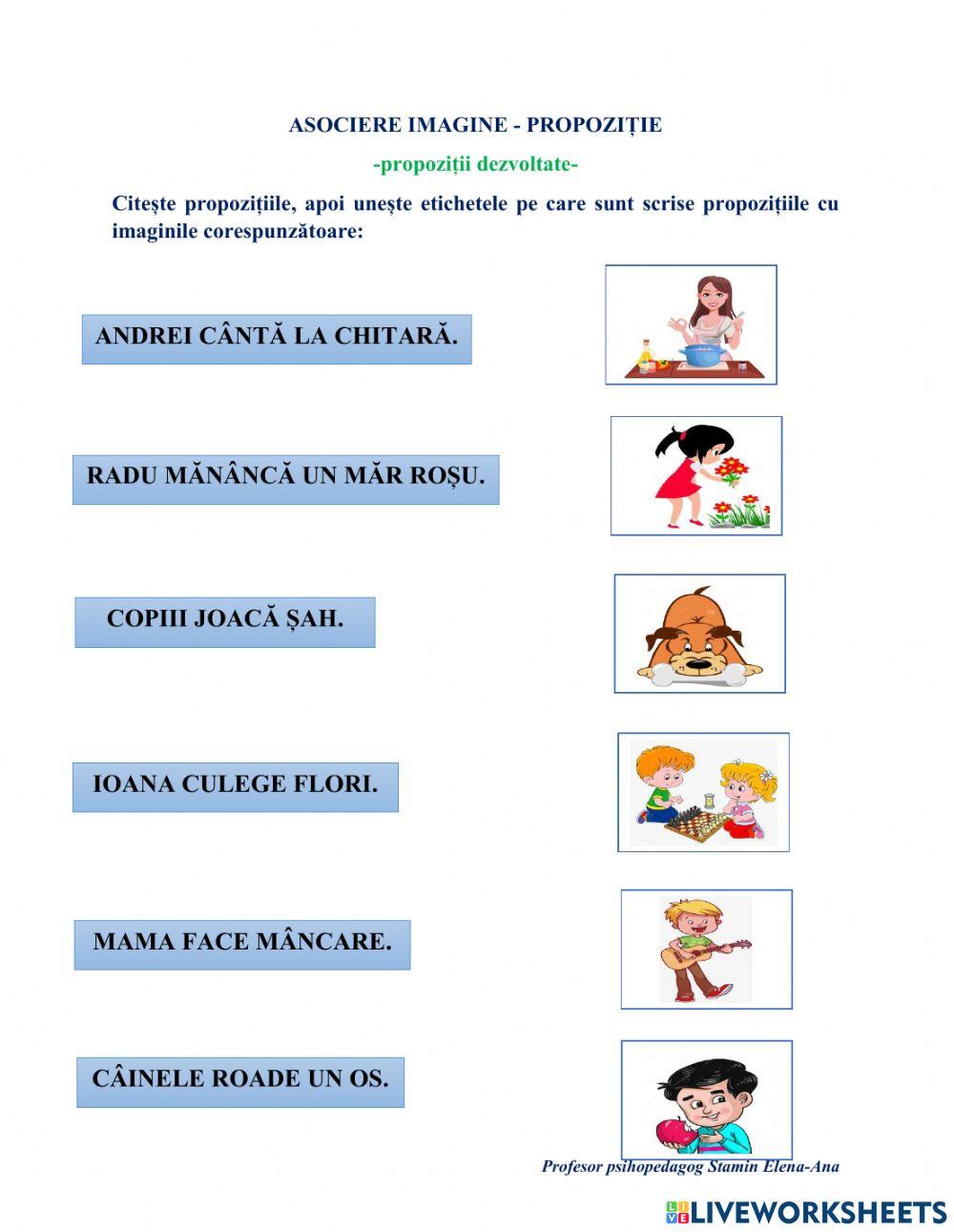 Asociere Propoziție dezvoltată-imagine