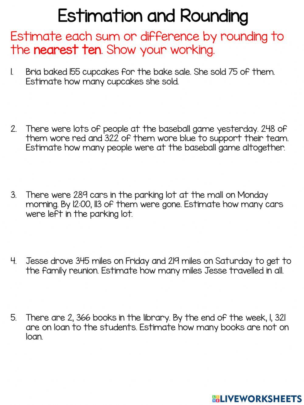 Estimation word problems