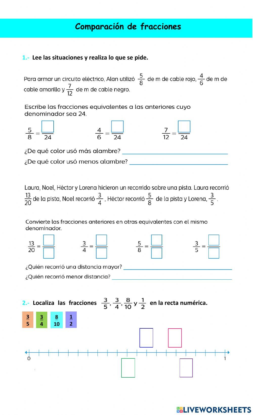 Comparación de fracciones