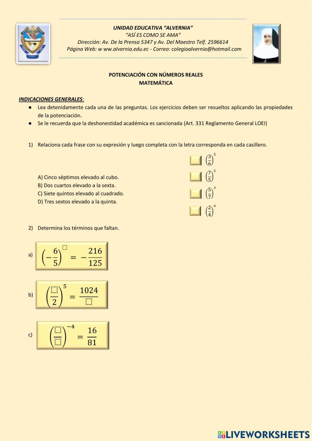 Potenciación de números reales