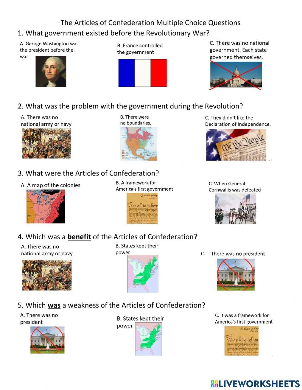 Articles of Confederation Multiple Choice Questions