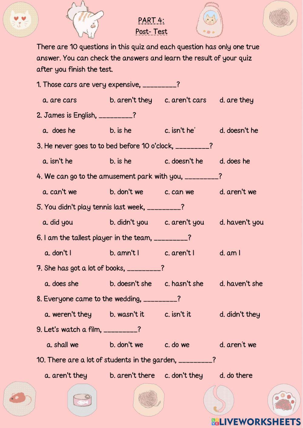 Question Tag. (Post test)