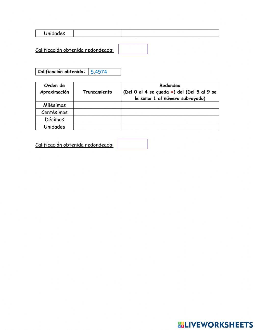 Aproximación de decimales