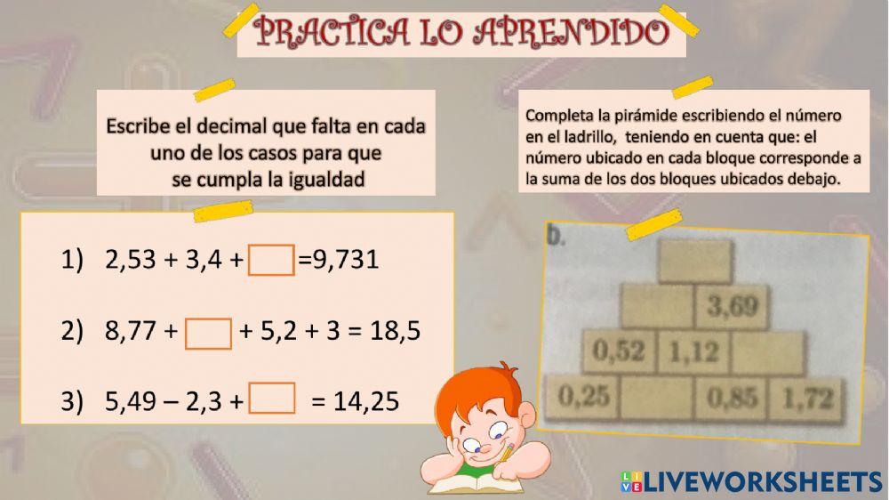 Suma y resta de decimales