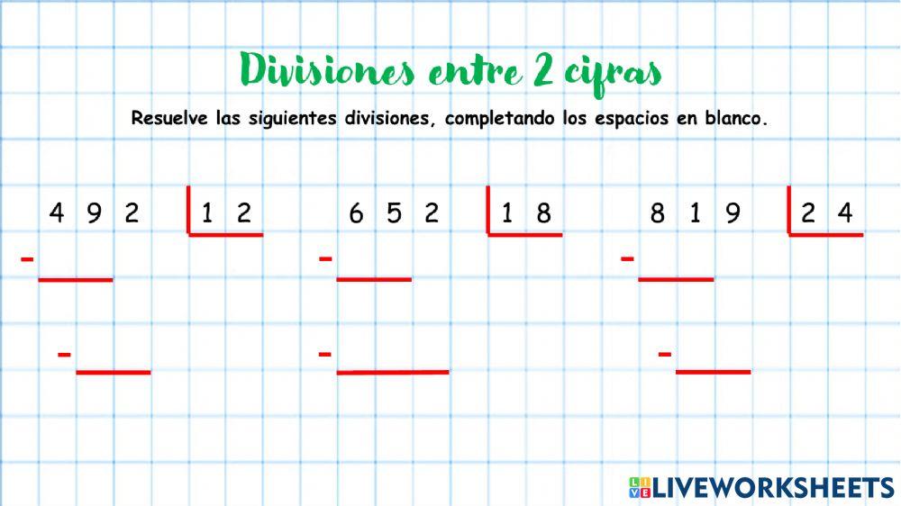 Divisiones entre 2 cifras