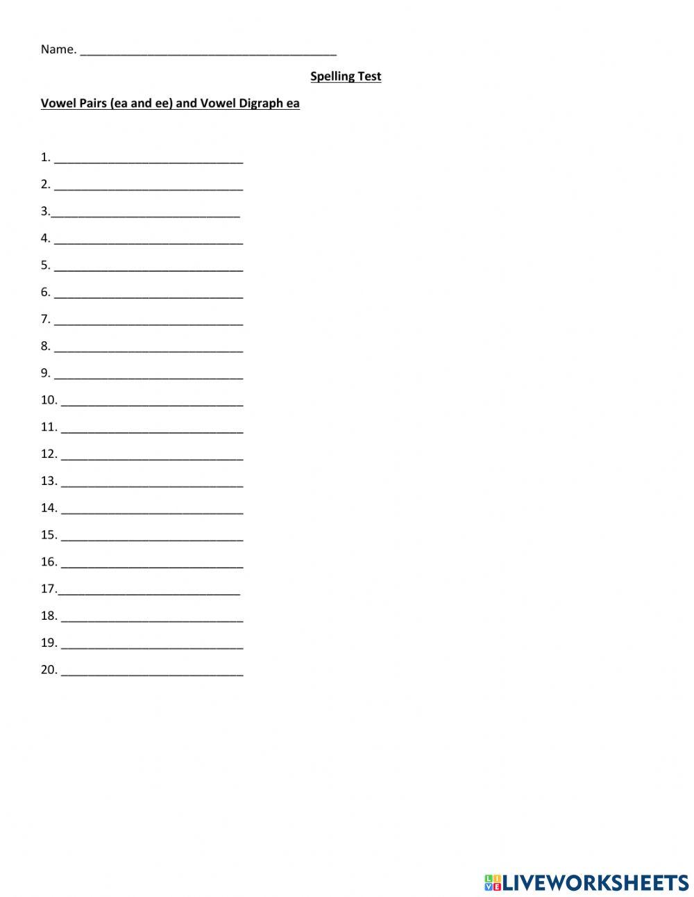 Vowel Pairs (ee & ea) and Vowel Digraph ea