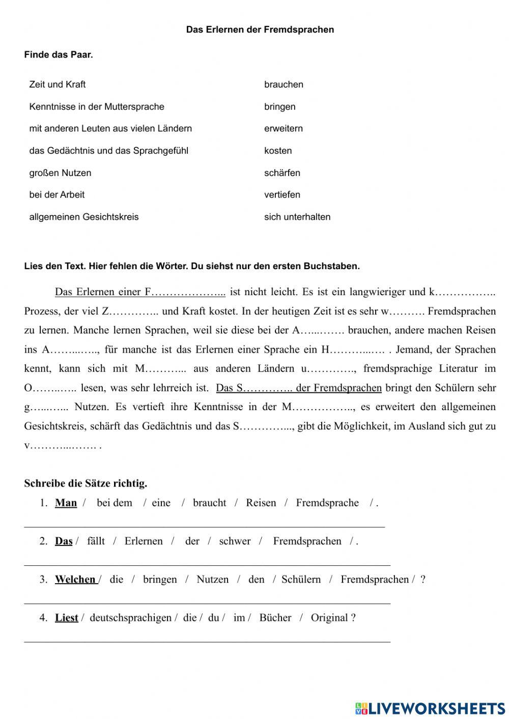 Nutzen der Fremdsprachen