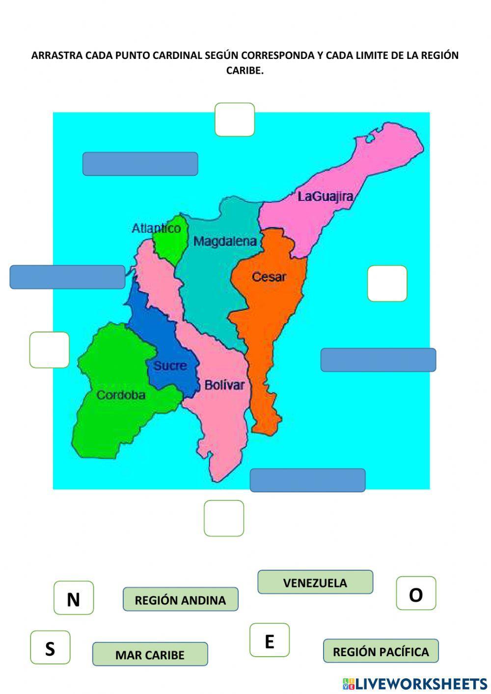 Región caribe- limites-puntos cardinales.