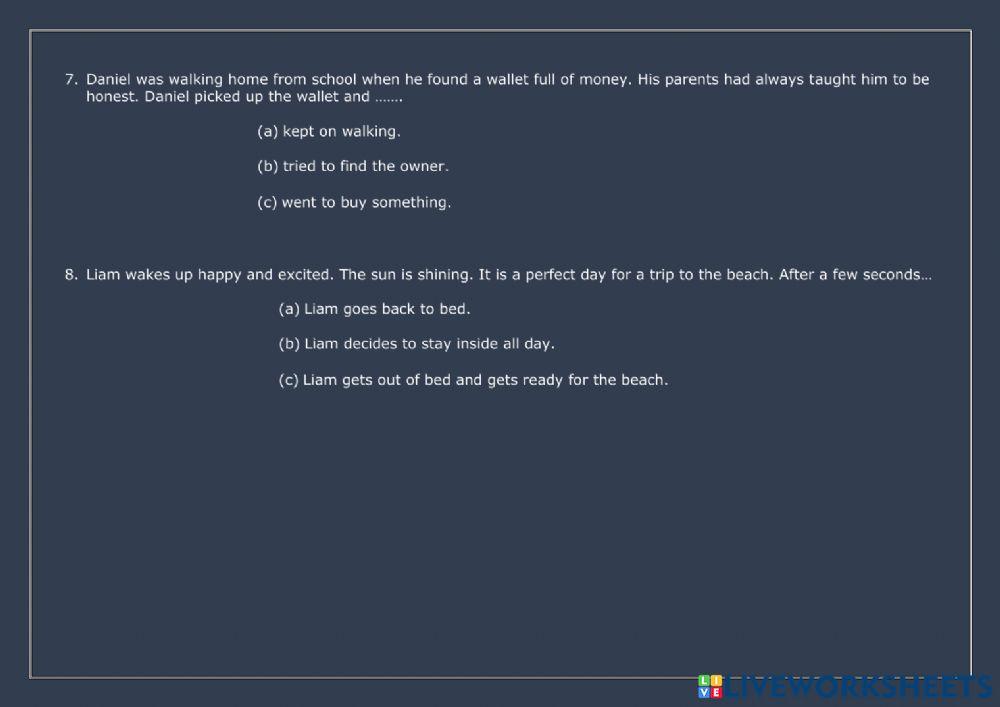 Predicting Outcomes Worksheet