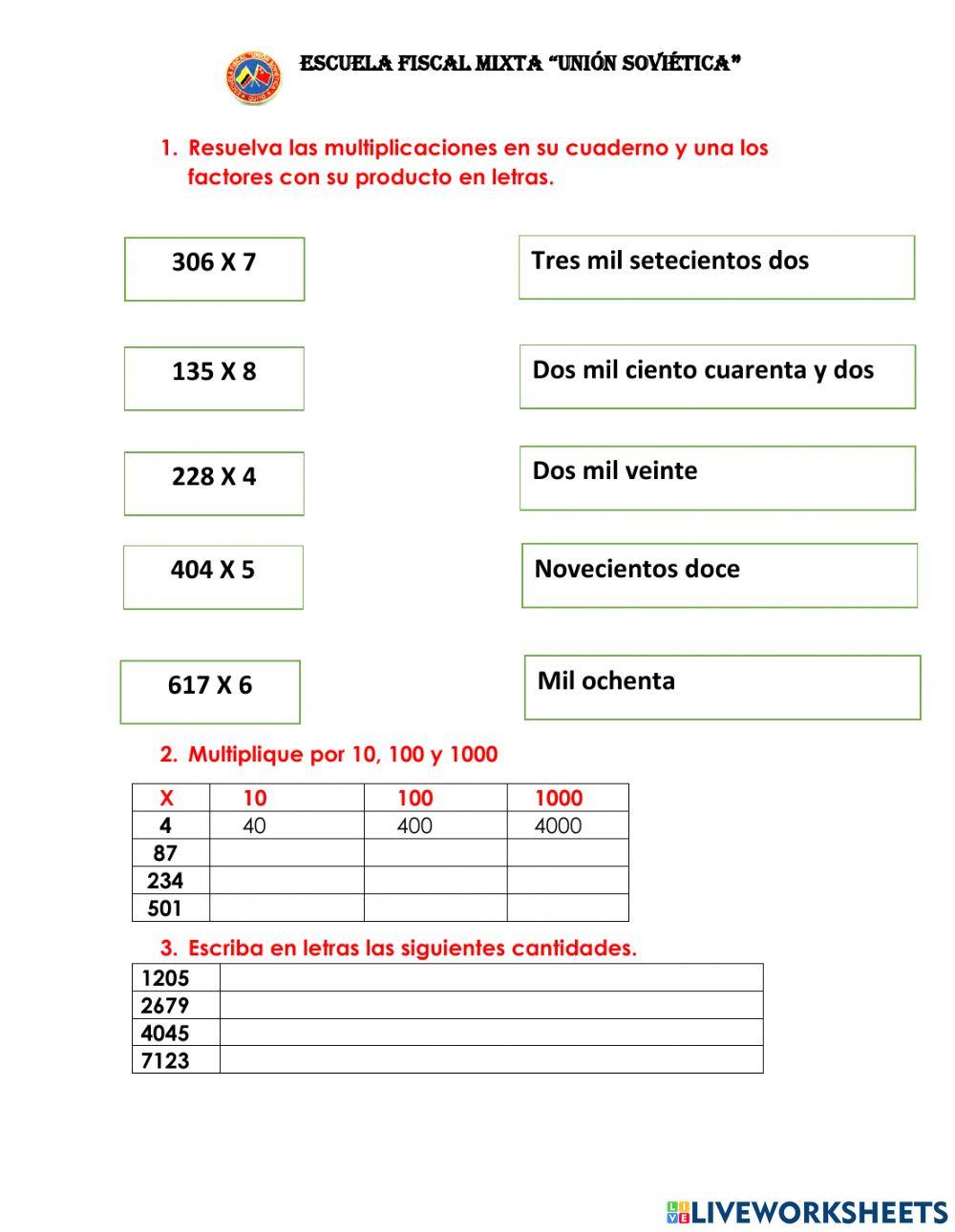 Multiplicacion con reagrupación