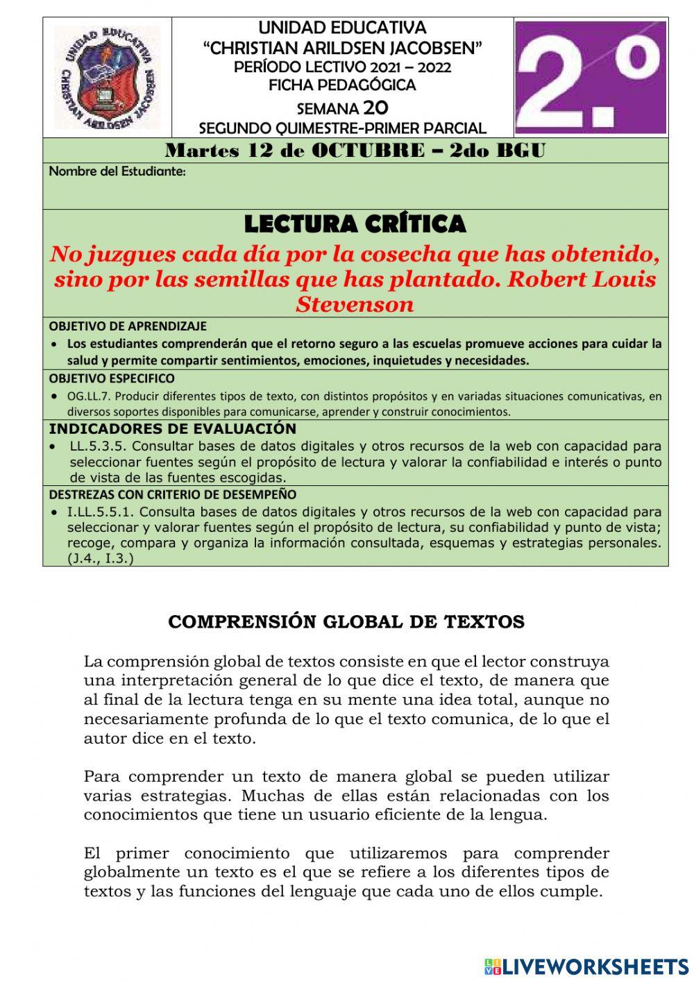 SEMANA 20-LECTURA CRITICA-2doBGU