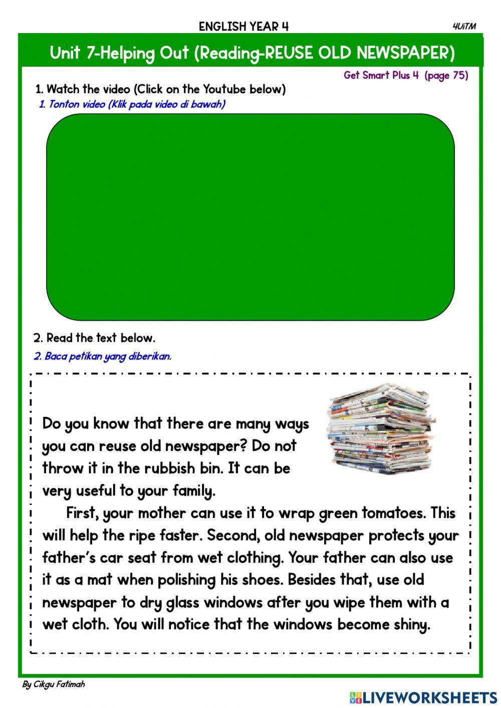 Unit 7-Helping Out (Reuse Old Newspaper)