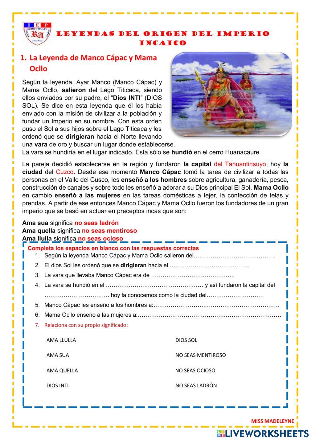 Leyendas del imperio incaico