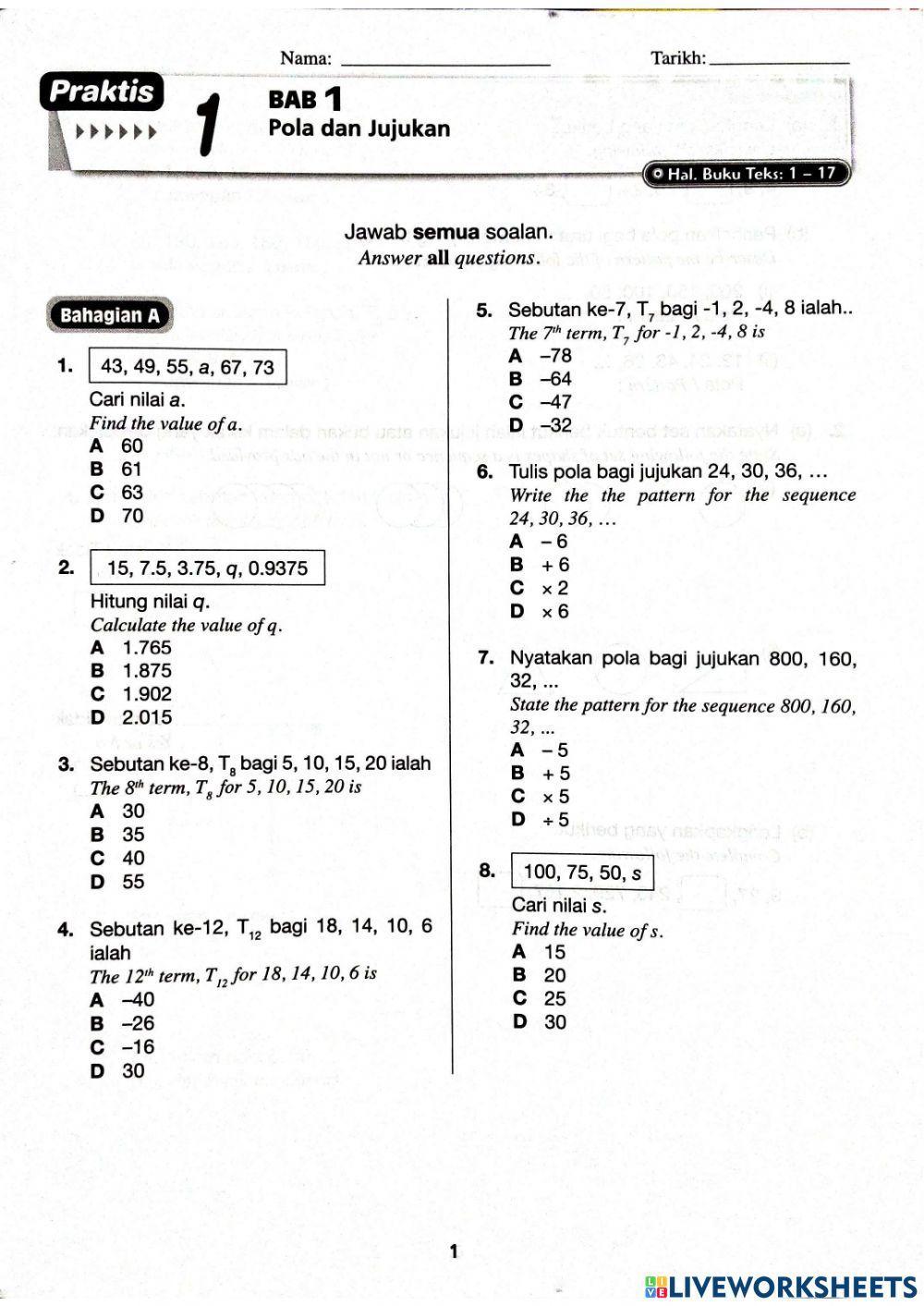 Matematik tingkatan 2 Matematik tingkatan 2