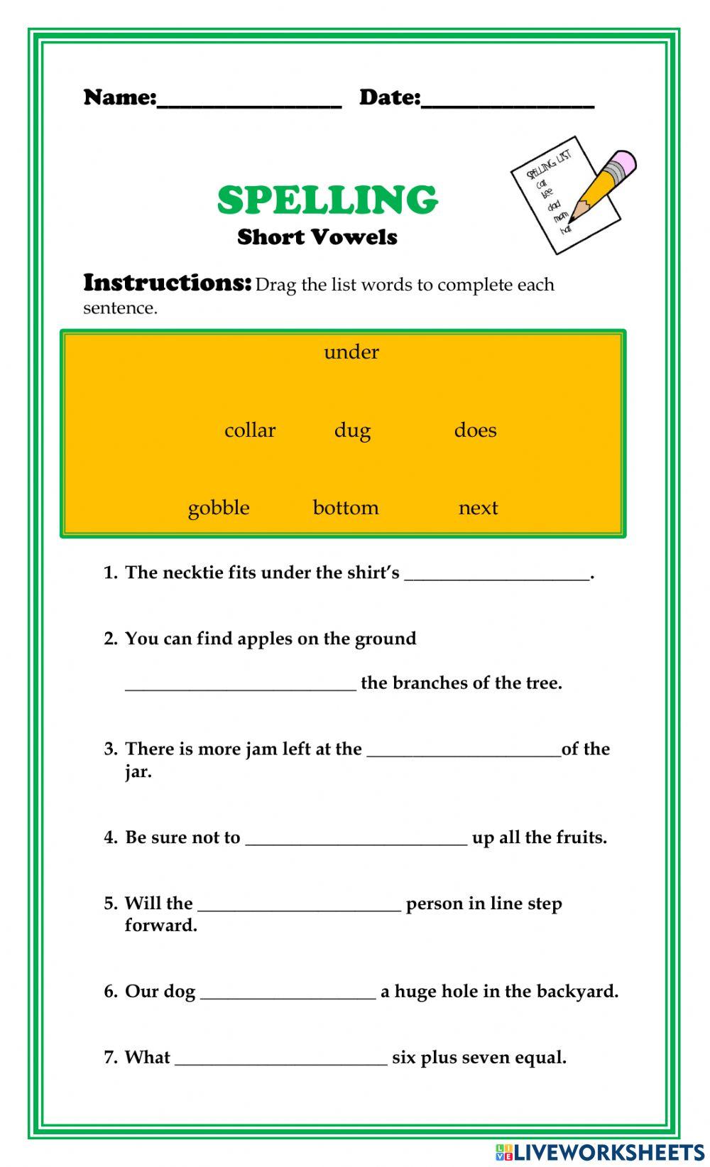 Spelling - Short Vowels