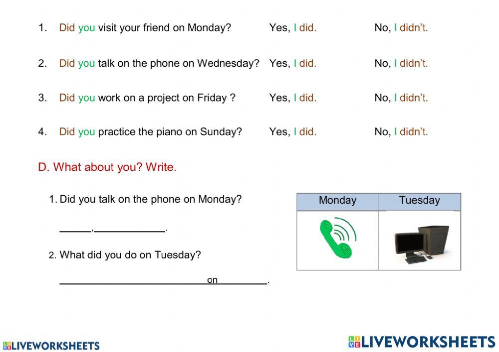 Activities in the past