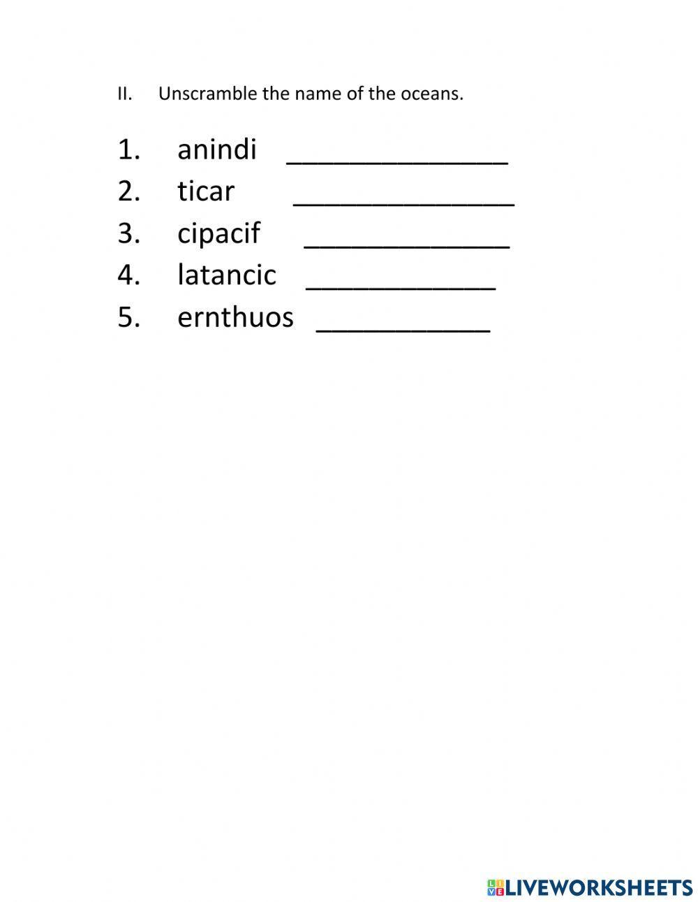 Continets and oceans