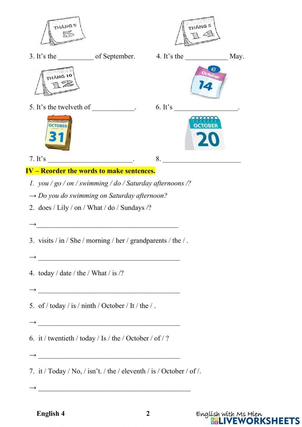 Unit 4: When's your birthday